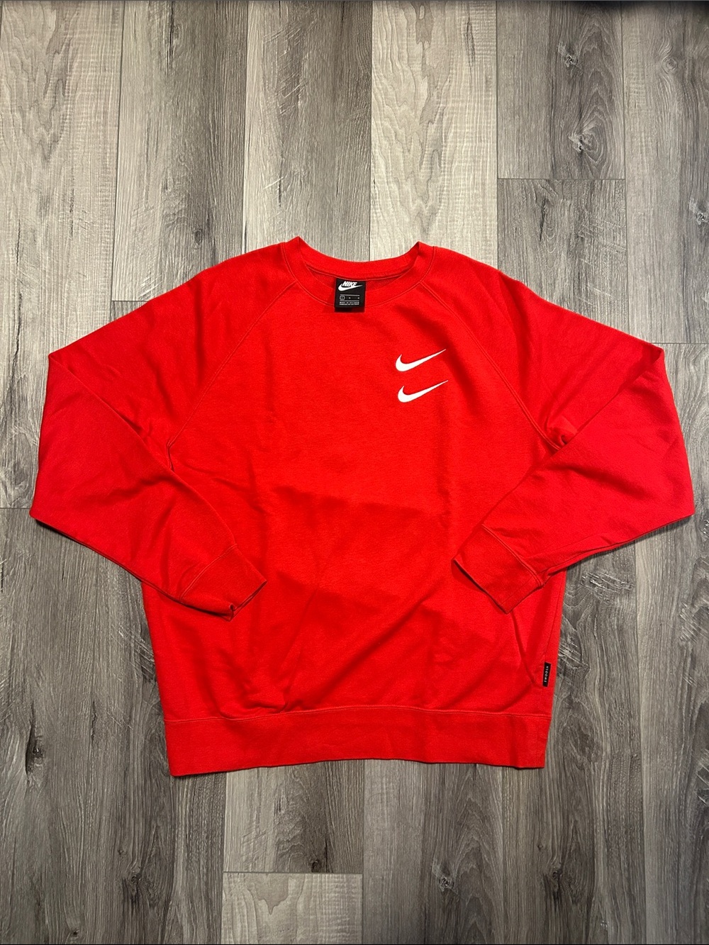 Nike Red Crewneck Sweatshirt with Dual White Swooshes